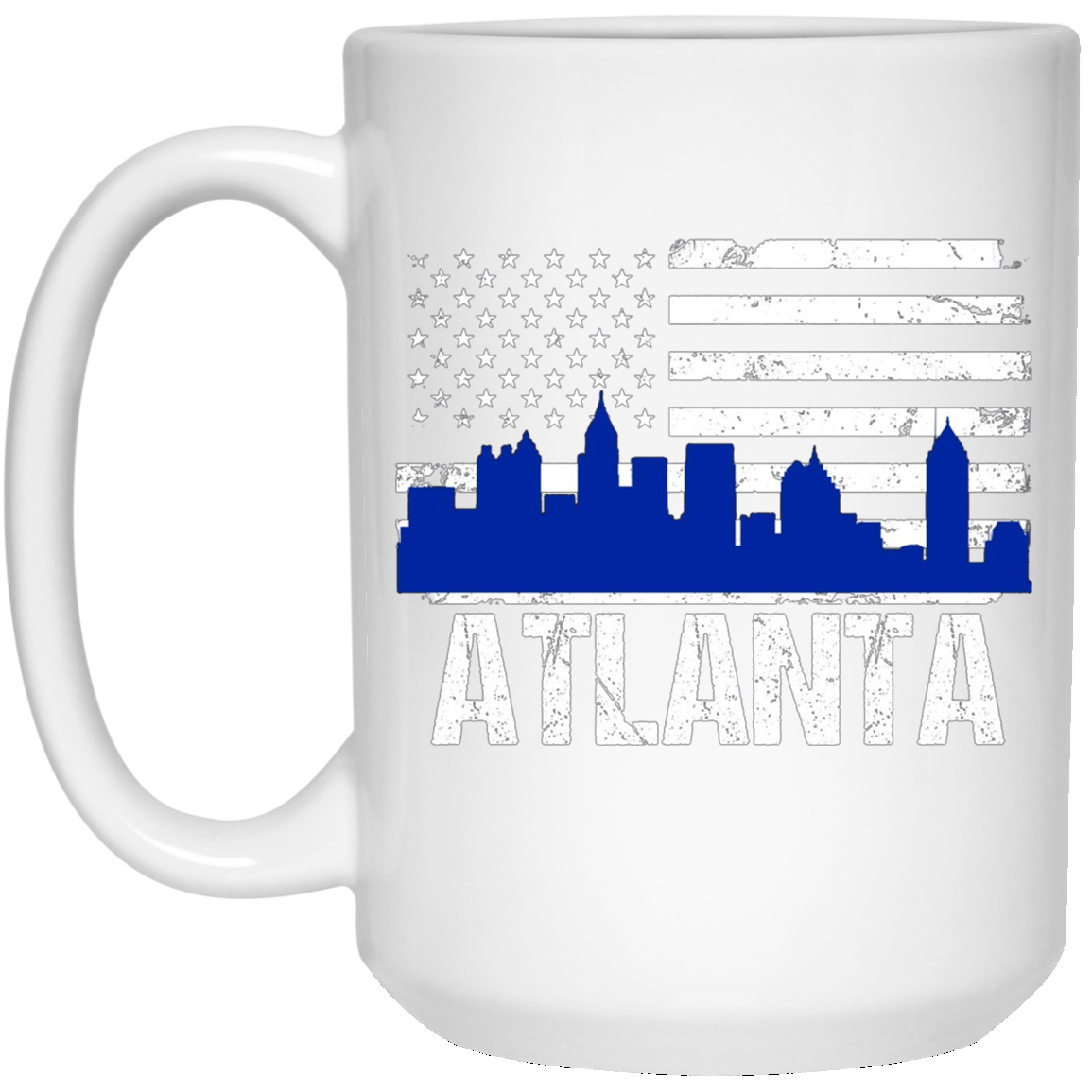 Atlanta Skyline Distressed American Flag Long Sleeve Shirt