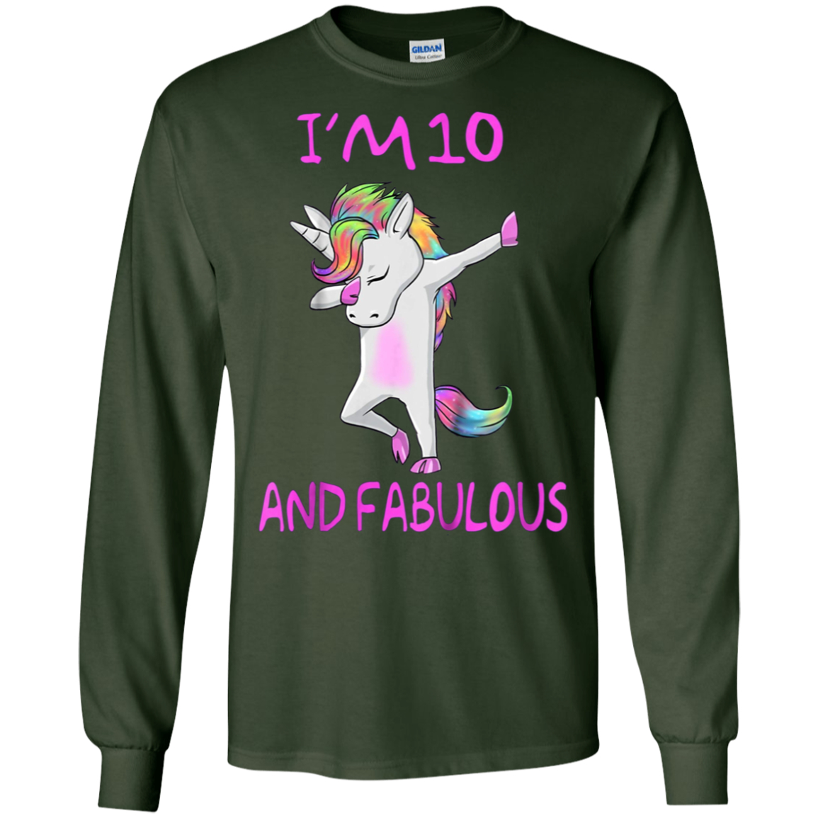 10 and fabulous sweet tenth-Birthday unicorn dab t shirt