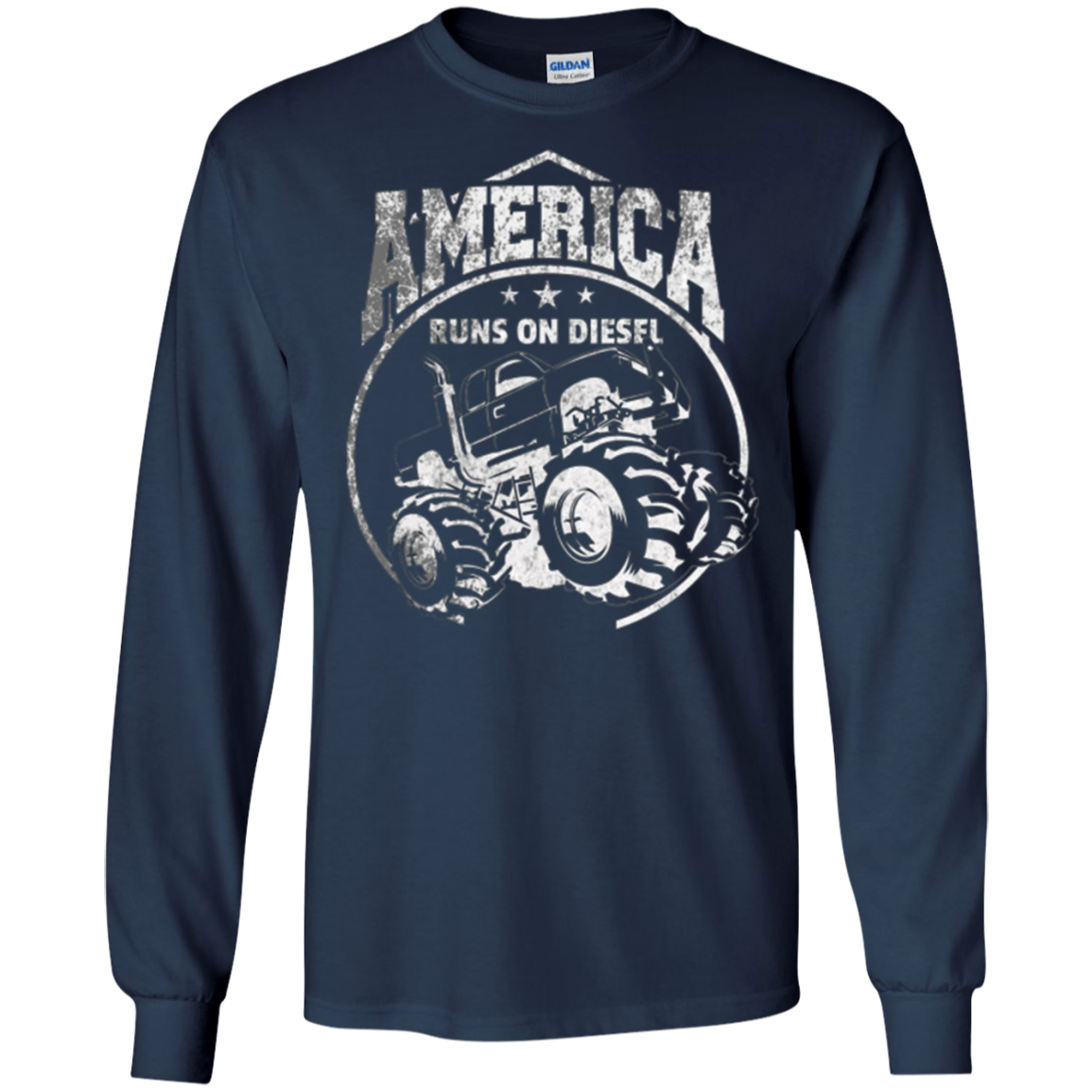 America Runs On Diesel Gear White Monster SUV Truck T-Shirt
