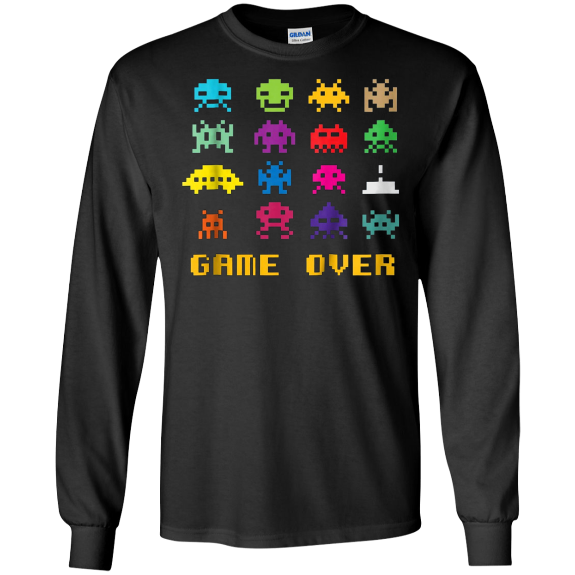 "Game Over" retro alien invaders tshirt 80s 8-bit video game