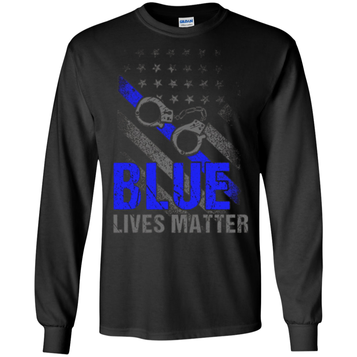 Adult Blue Live Matter Thin Blue Line Support Police T-Shirt