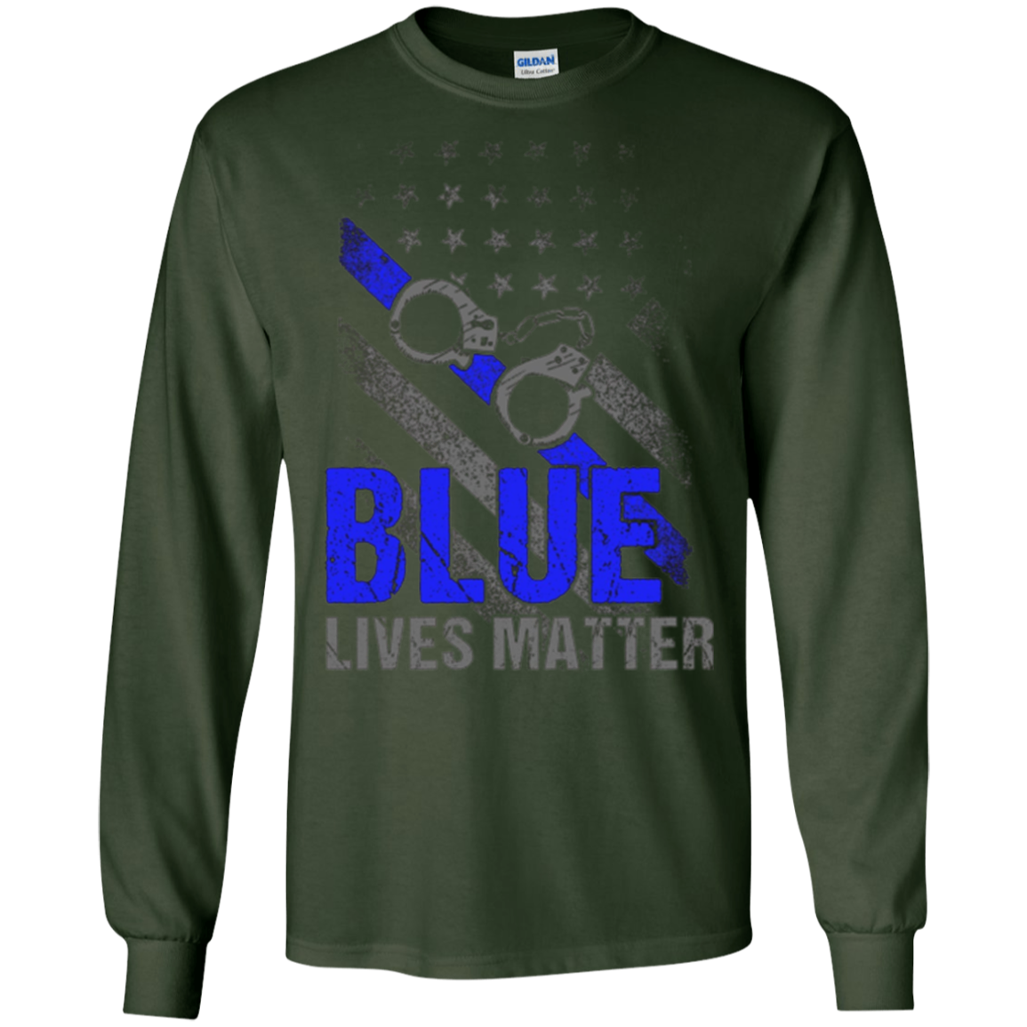 Adult Blue Live Matter Thin Blue Line Support Police T-Shirt