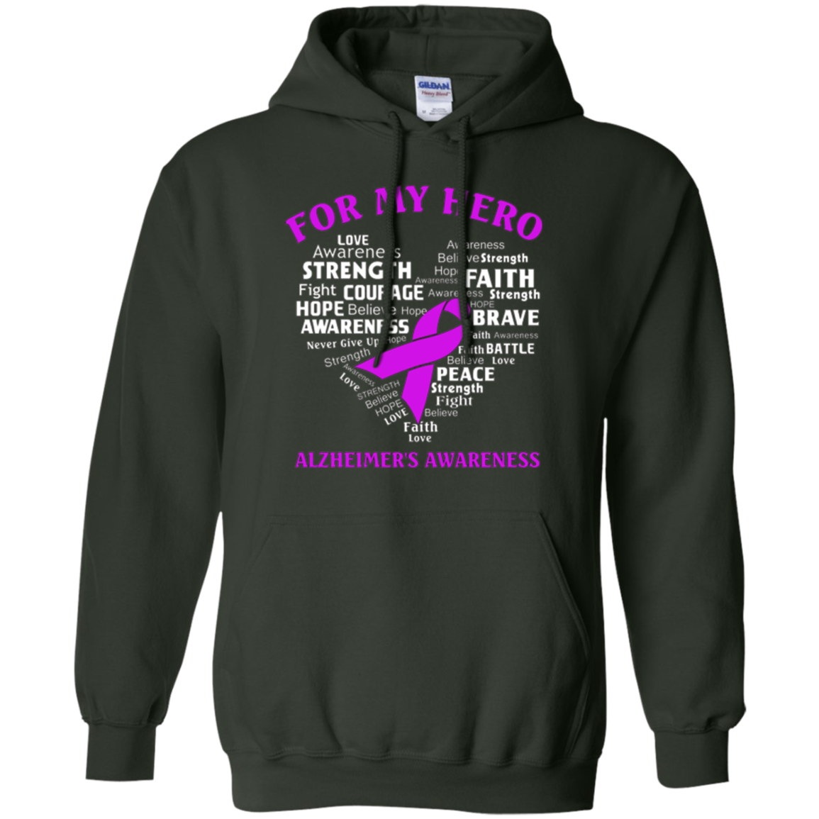 Alzheimer's Awareness Shirt For My Hero Ribbon Heart Tee