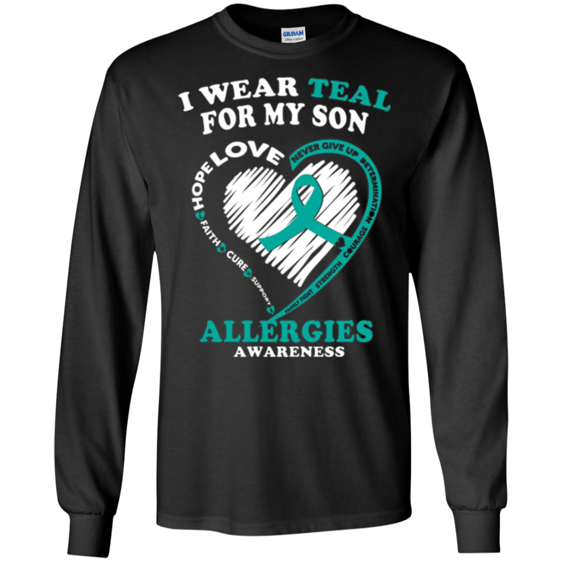 T-shirt de sensibilisation aux allergies - Je porte du sarcelle pour mon fils