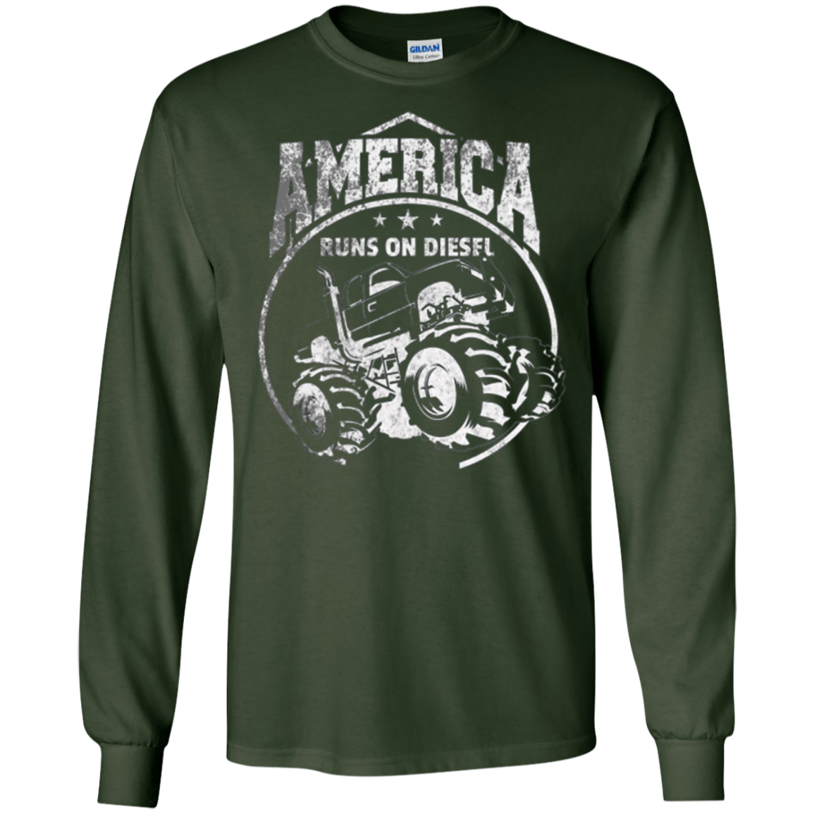 America Runs On Diesel Gear White Monster SUV Truck T-Shirt
