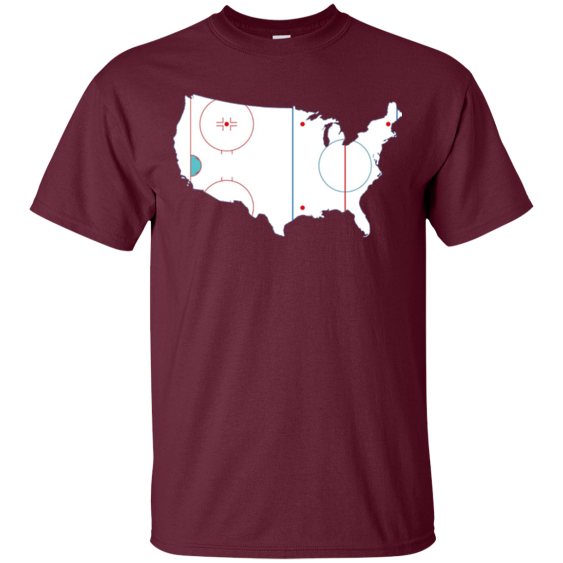 American Map Shirt Ice Hockey Rink Novelty Long Sleeve Tee