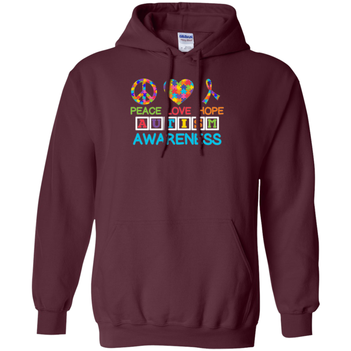 Autism Awareness Peace Love Hope Puzzle Ribbon T-shirt