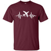 Image of Airplane Shirt Funny Airplane Pilot Heartbeat Flying Tees