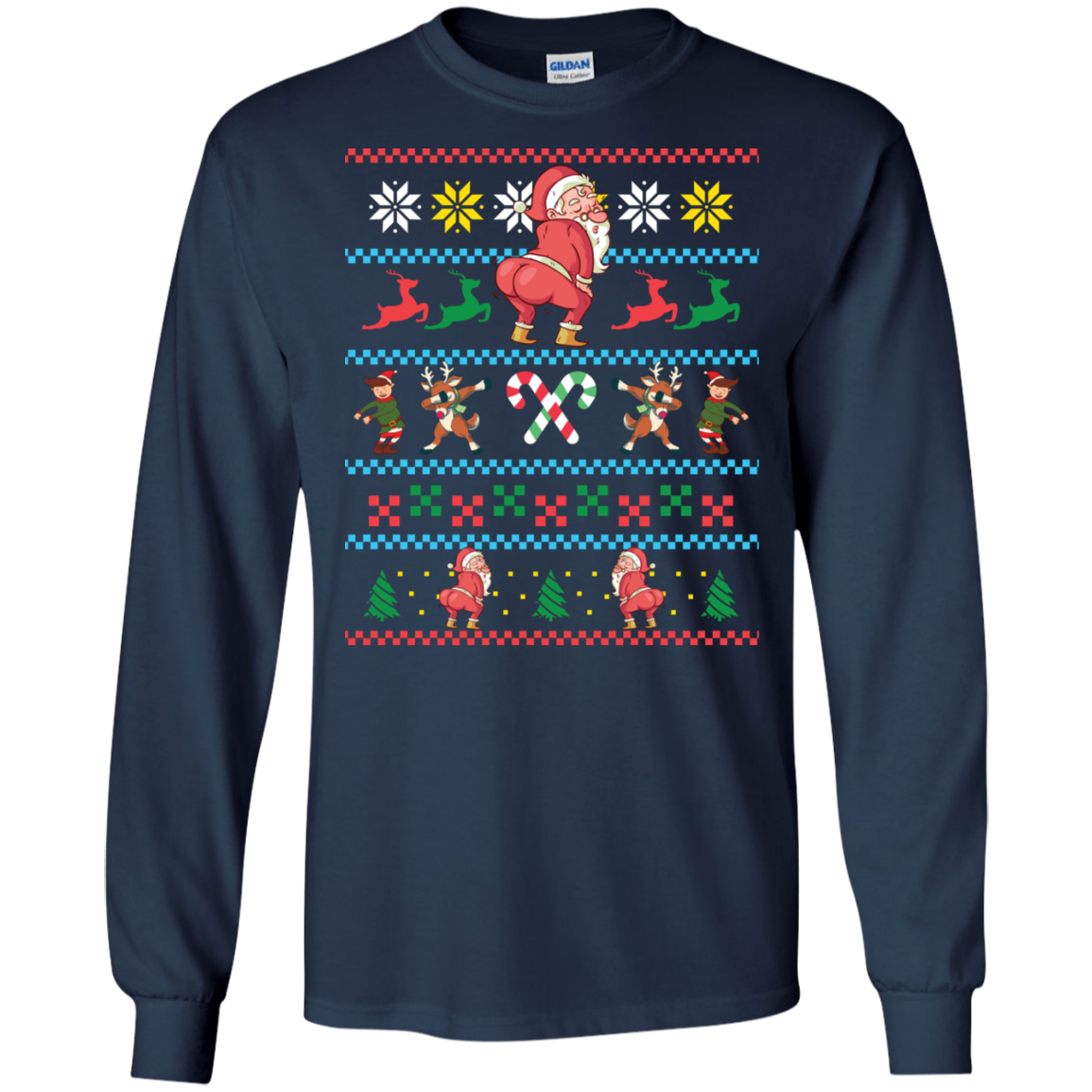 Santa Twerking T-Shirt Funny Elf Floss Dab Ugly Sweater