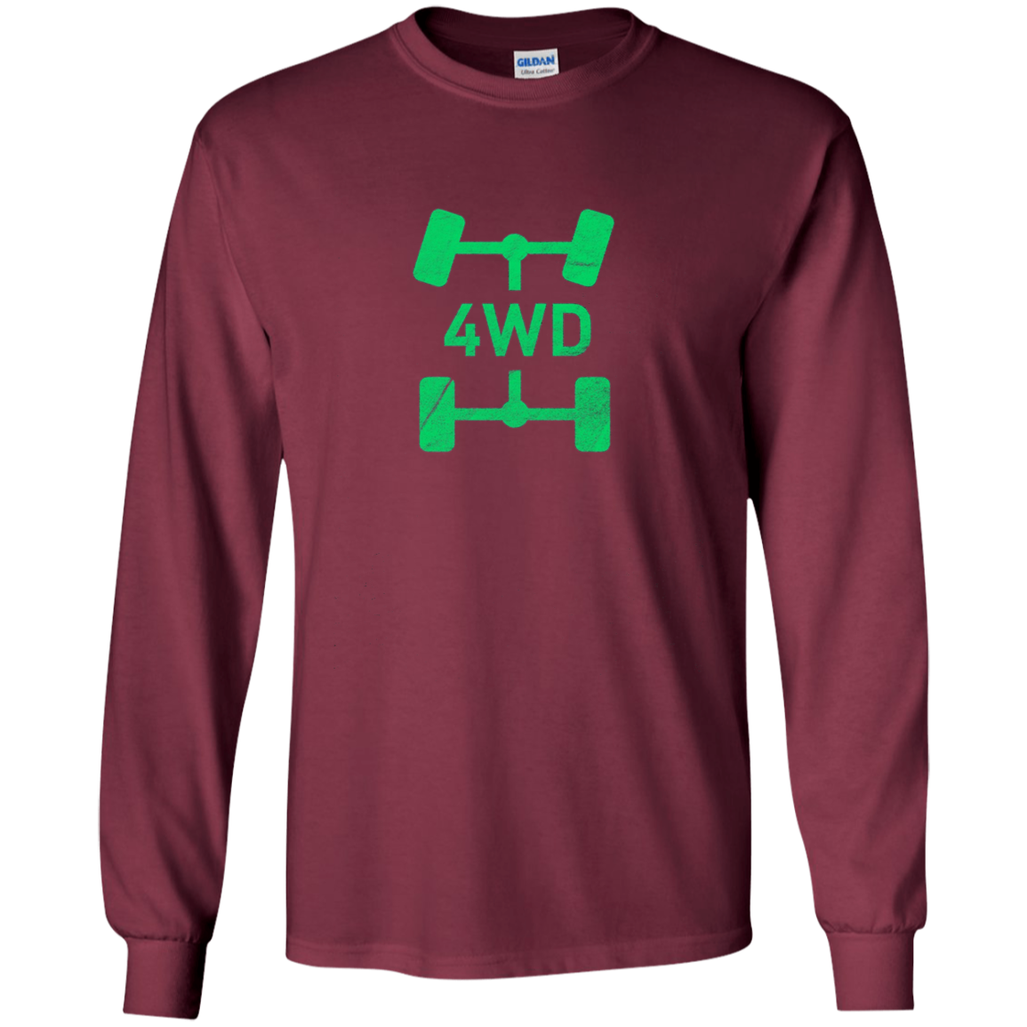 4WD Retro Long Sleeve T-Shirt Offroad Overland 4x4 Green