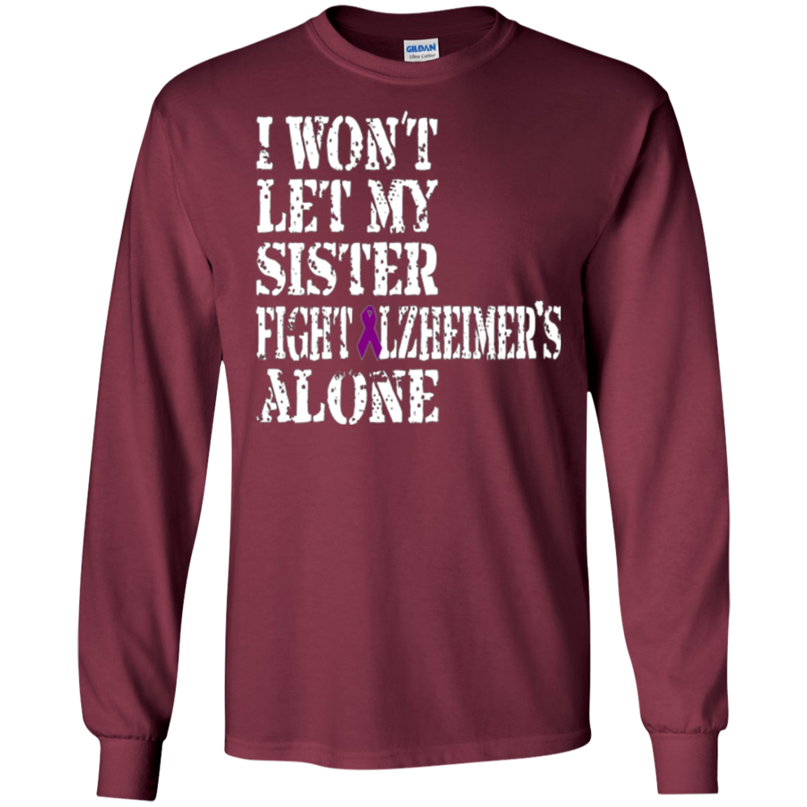 Alzheimer's Awareness T-Shirt For Sister Purple Ribbon Tee