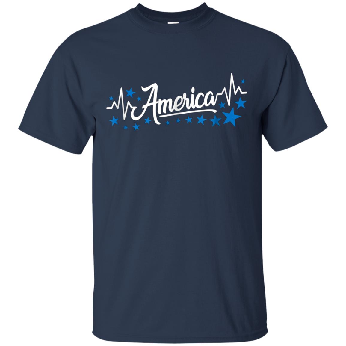 America Heartbeat Blue Shirt Fourth of July Outfit Stars