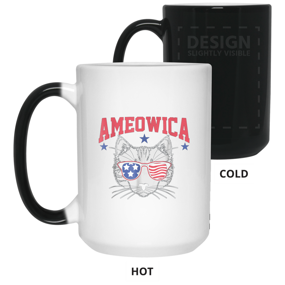 Ameowica Cat With Flag Sunglasses Funny 4th Of July T-Shirt