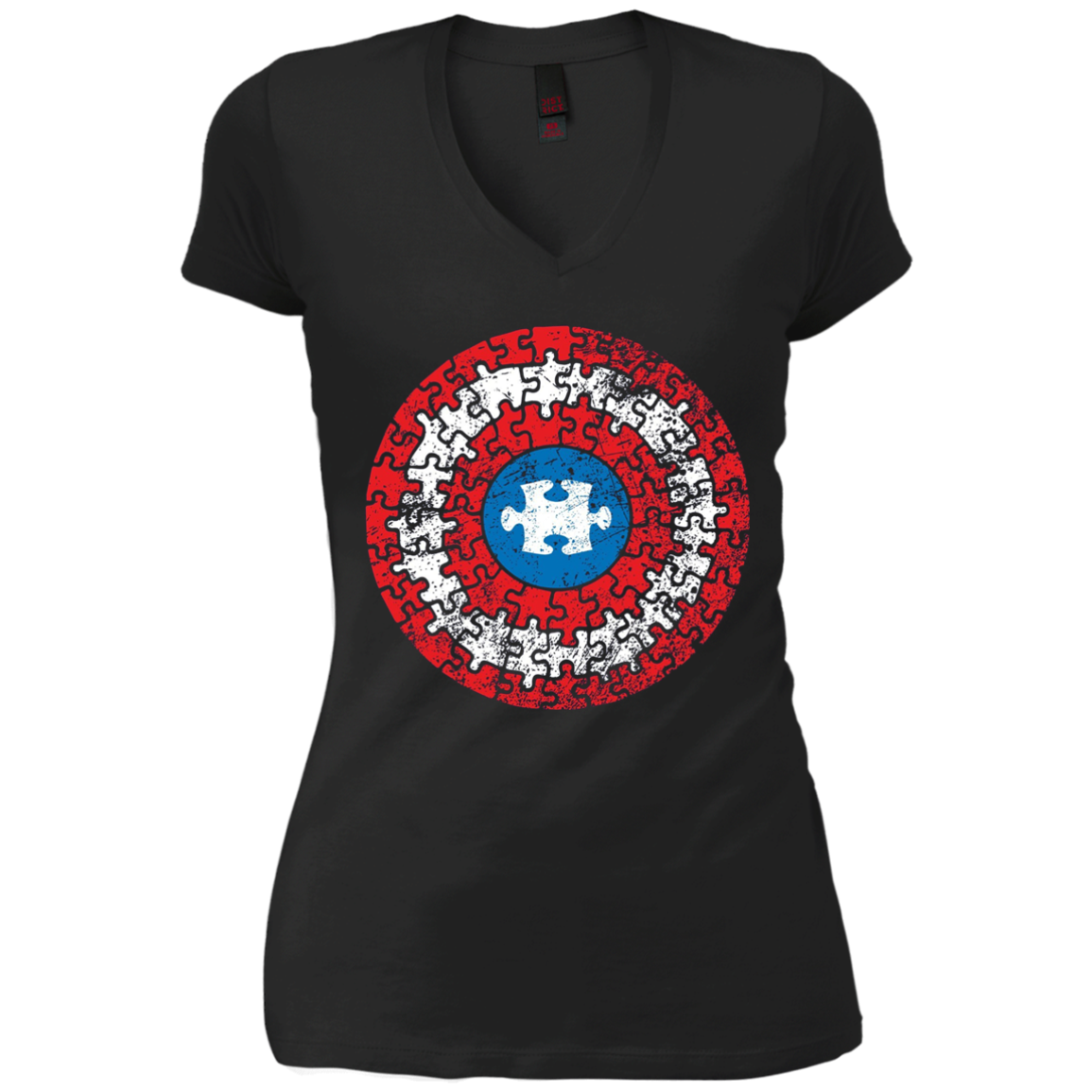 Autism Awareness Shirts Captain Autism Puzzle Shield T-Shirt