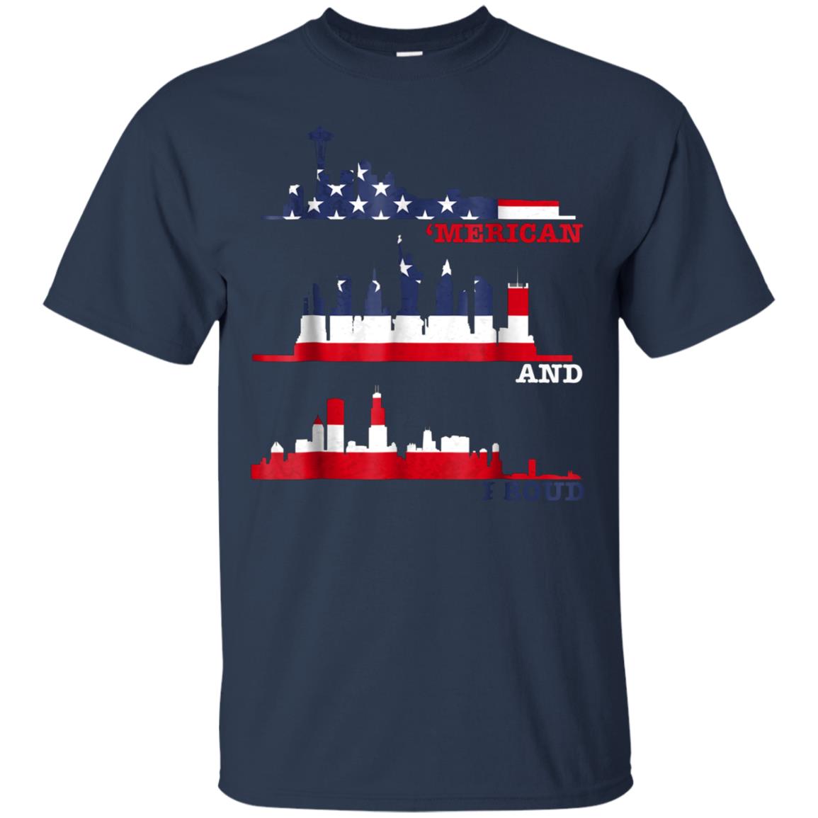 'Merican and Proud Awesome Patriotic 4th July T-Shirt
