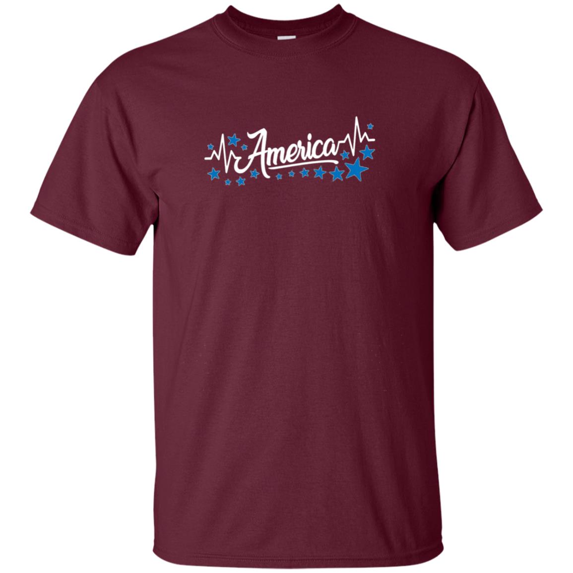America Heartbeat Blue Long Sleeve Fourth July Outfit Stars