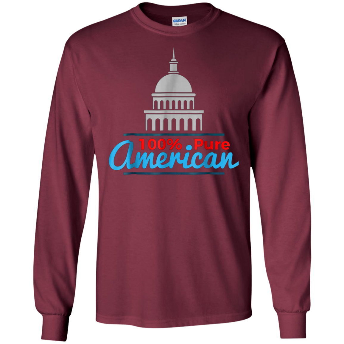 100% Pure American Proud Artwork T Shirt USA Citizen Gift