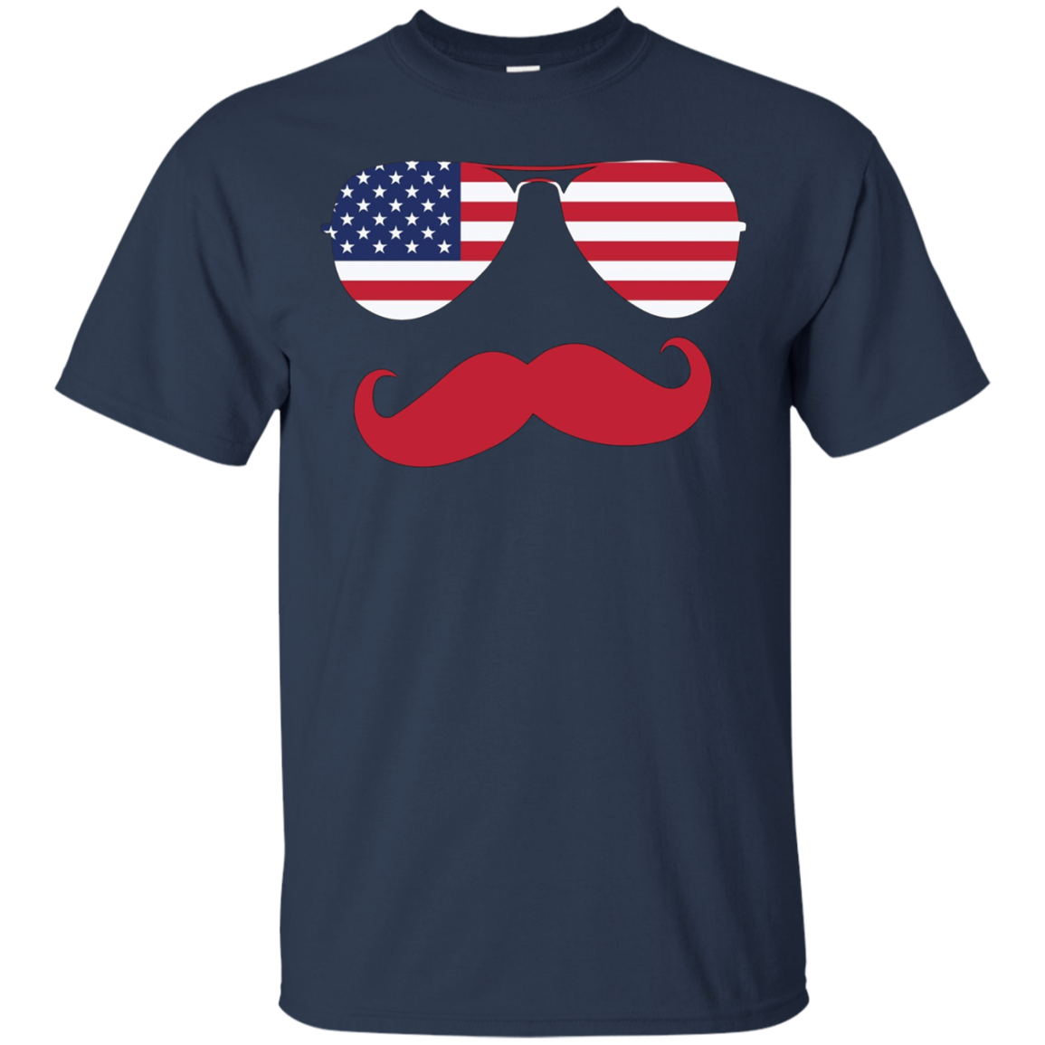 American USA Flag Aviator Sunglasses Mustache Merica T Shirt