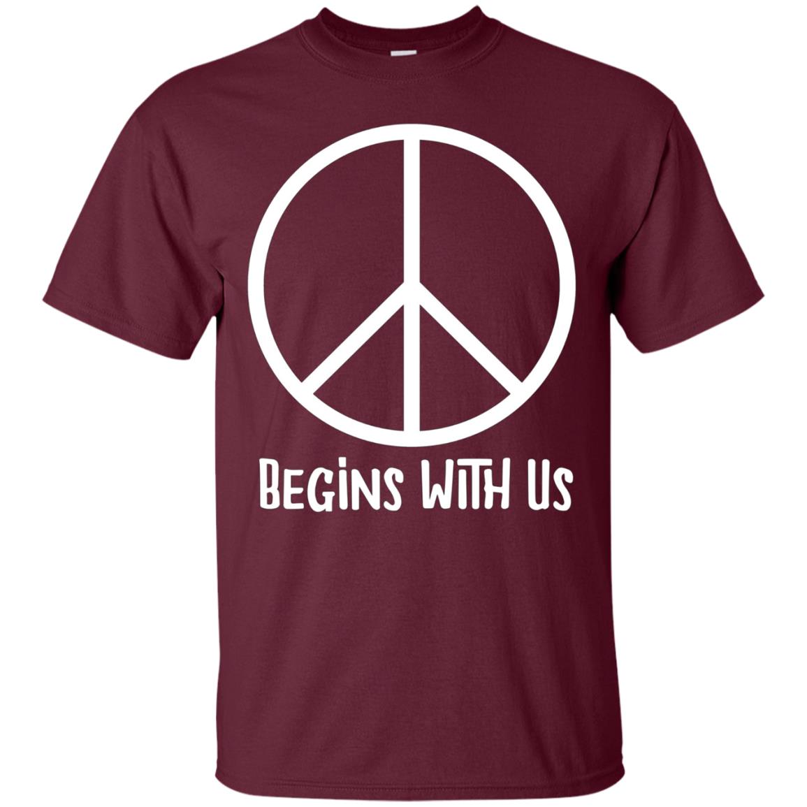 AM Peace Sign Shirts: Peace Begins With Us Symbol T-Shirt