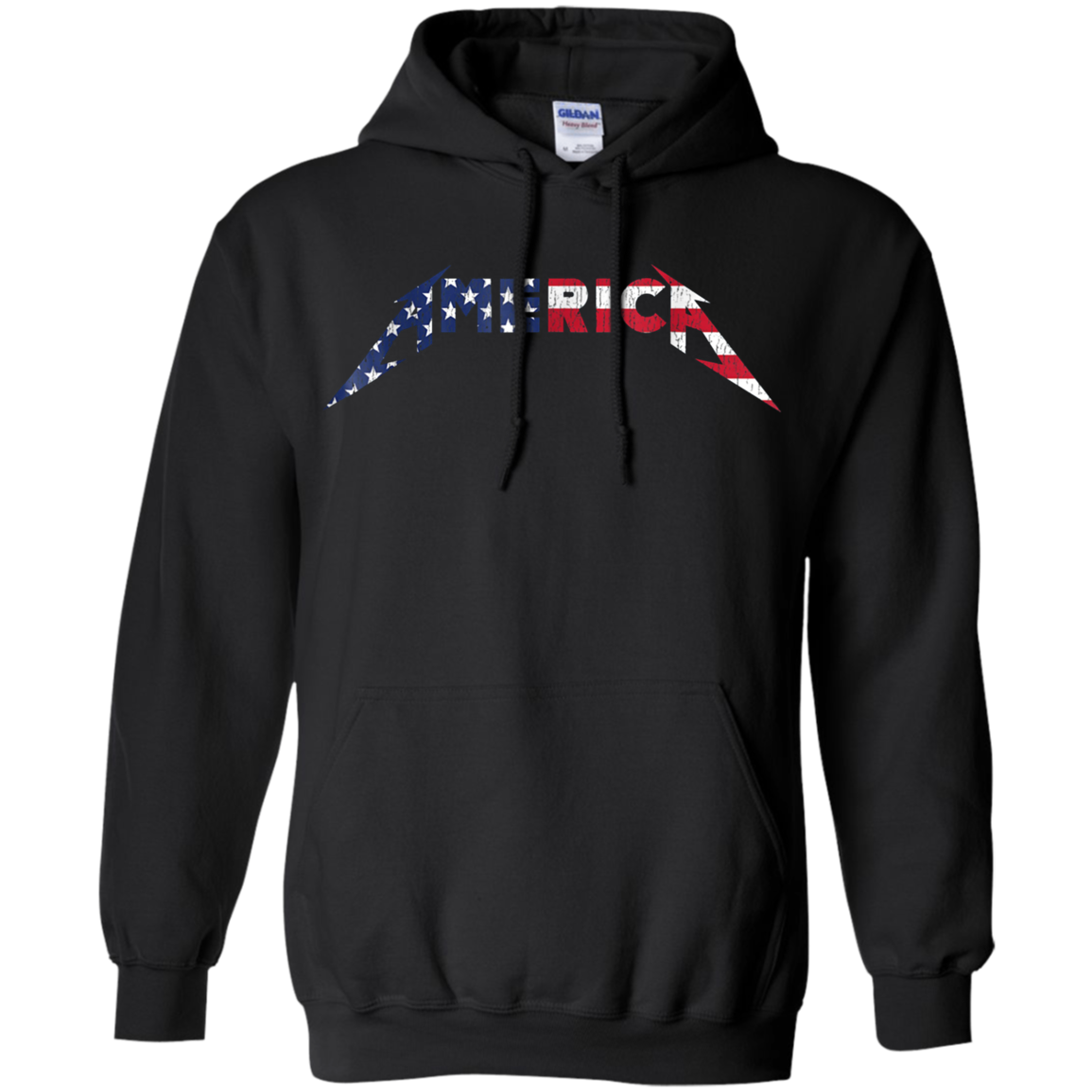 America Heavy Metal Style American Flag T-Shirt