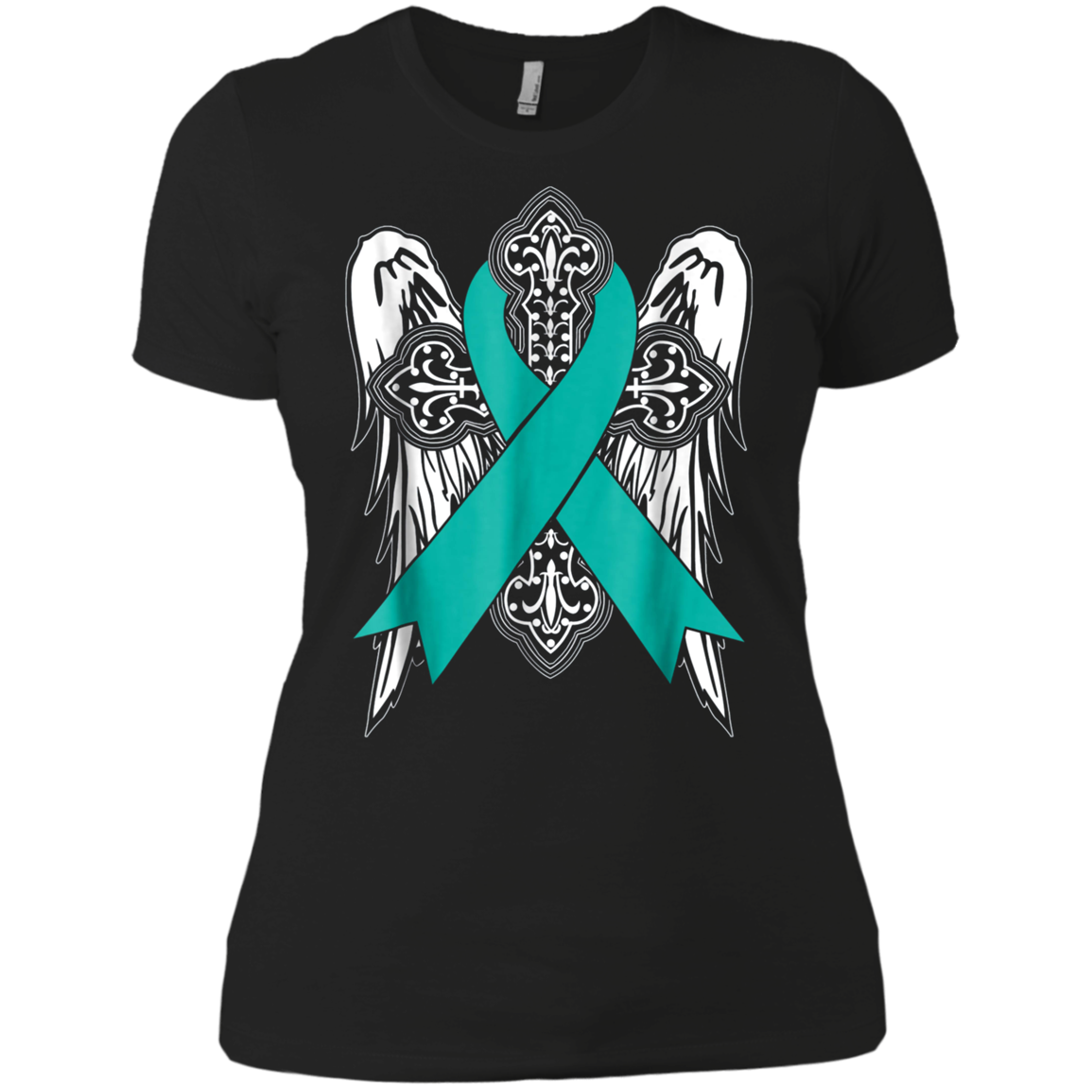 angel teal ribbon t shirt support ovarian cancer awareness