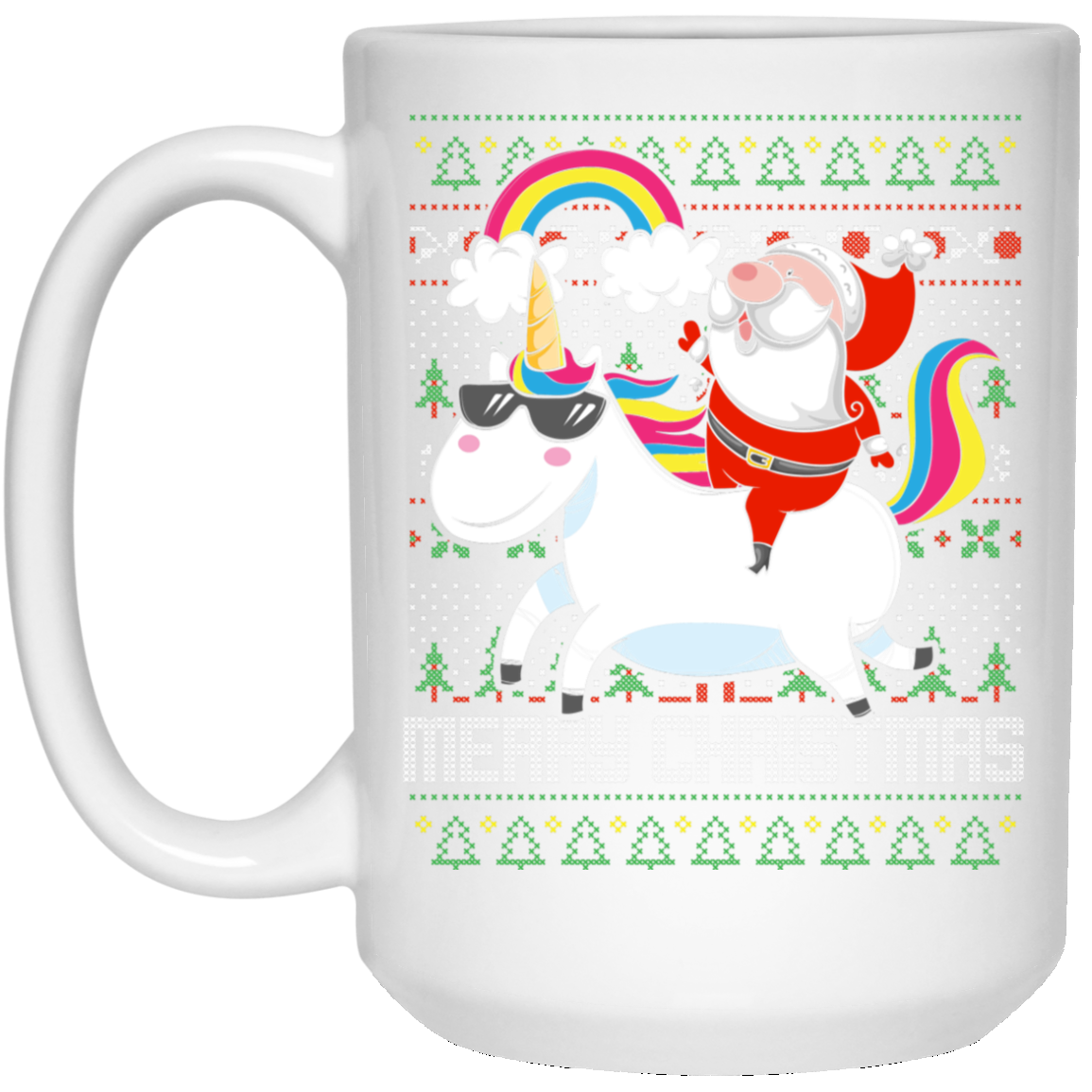 Santa Riding Unicorn Merry Xmas Gift Tshirt