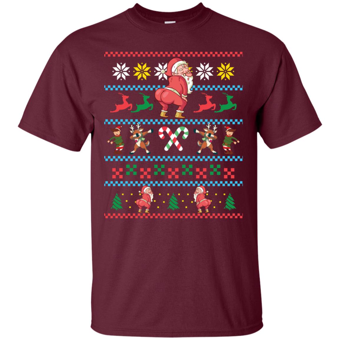 Santa Twerking T-Shirt Funny Elf Floss Dab Ugly Sweater