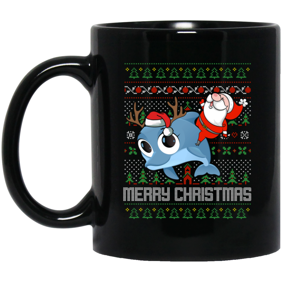 Santa Riding Dolphin Merry Xmas Gift Tshirt