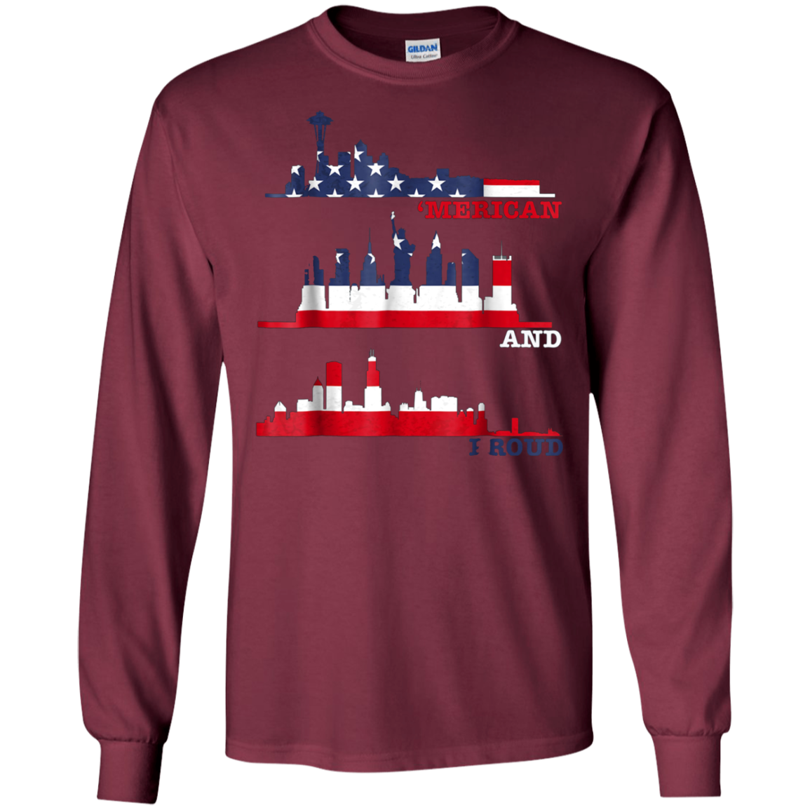 'Merican and Proud Awesome Patriotic 4th July T-Shirt