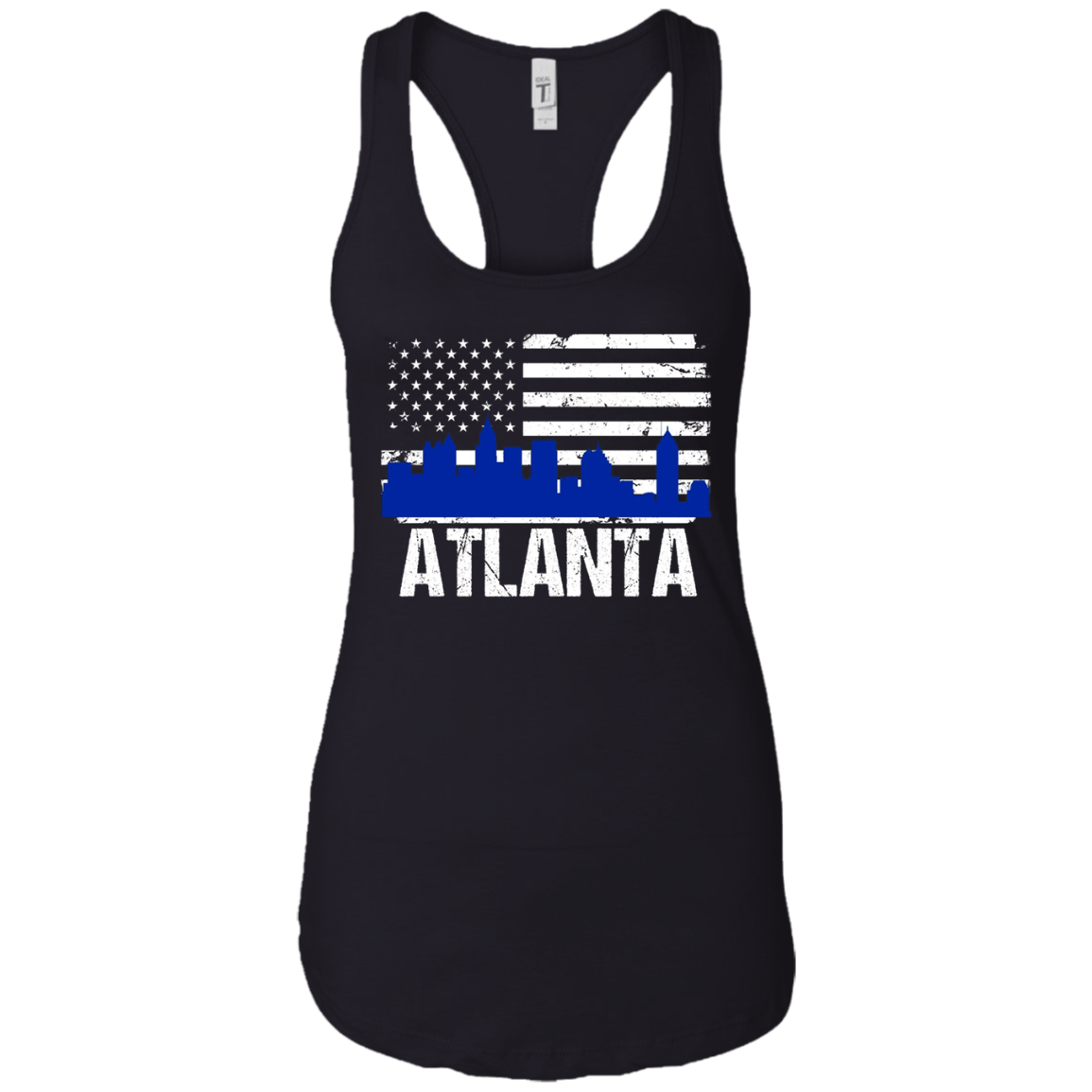 Atlanta Skyline Distressed American Flag Long Sleeve Shirt