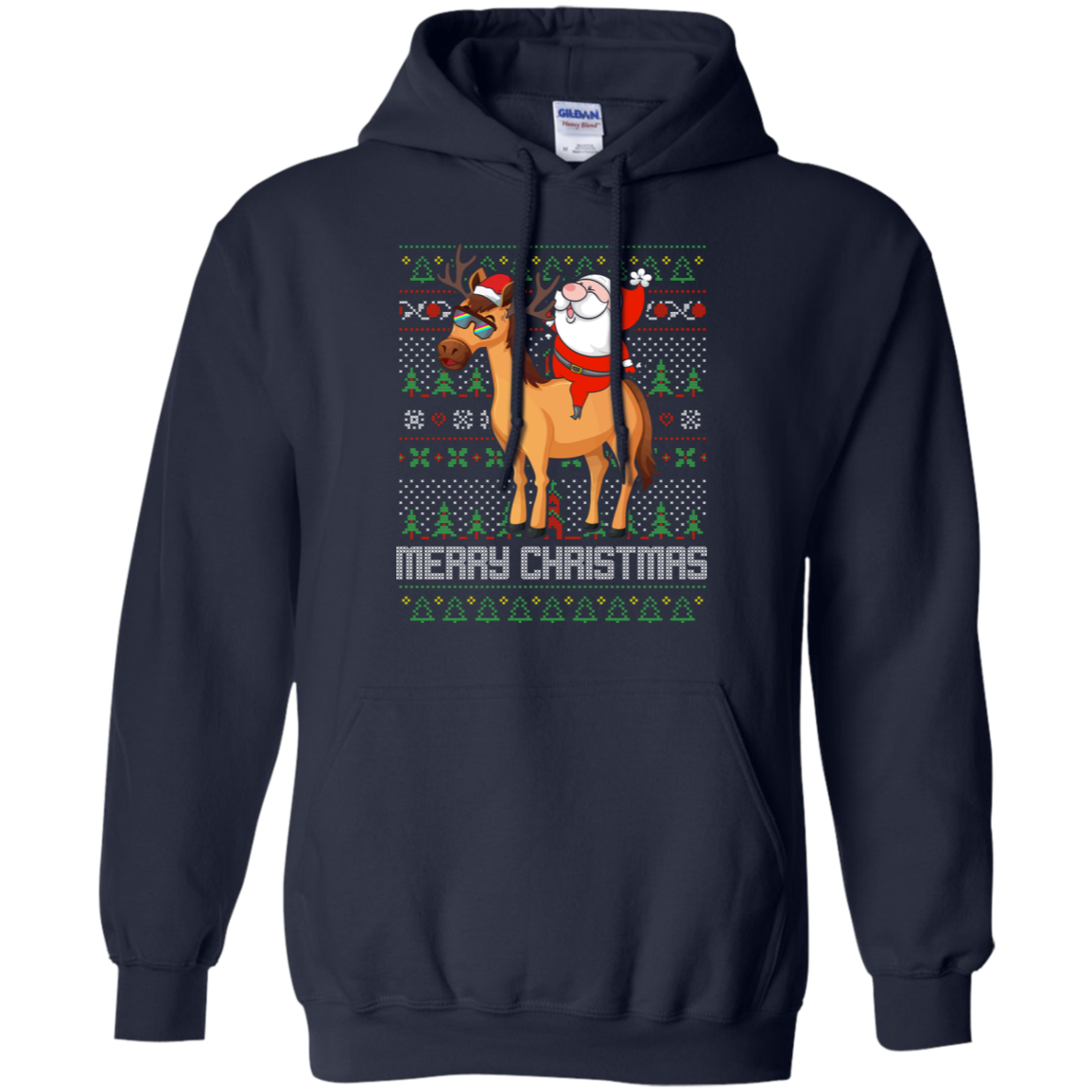 Santa Riding Horse Merry Xmas Gift Tshirt
