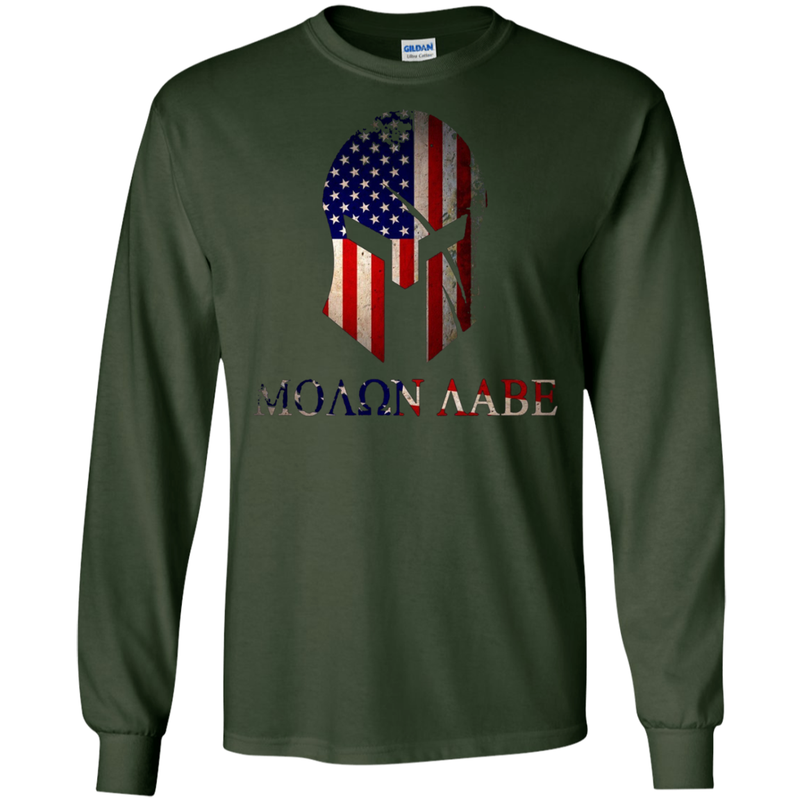 American Spartan Warrior Molon Labe Flag T-Shirt