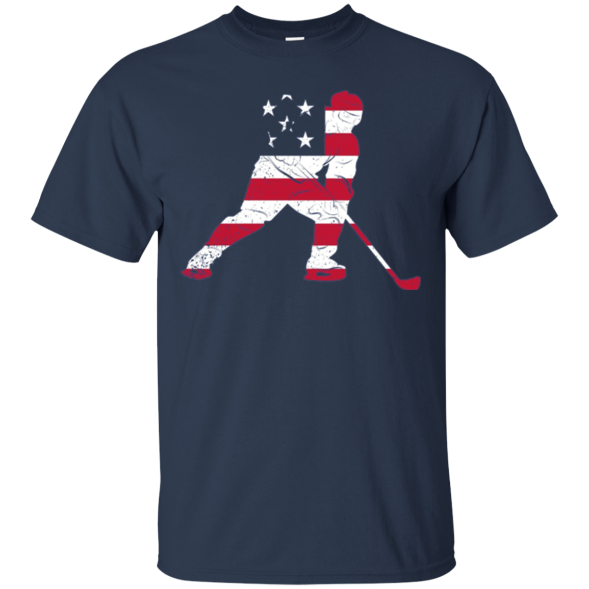 American USA Flag Ice Hockey T-Shirt Patriotic Sports Gift