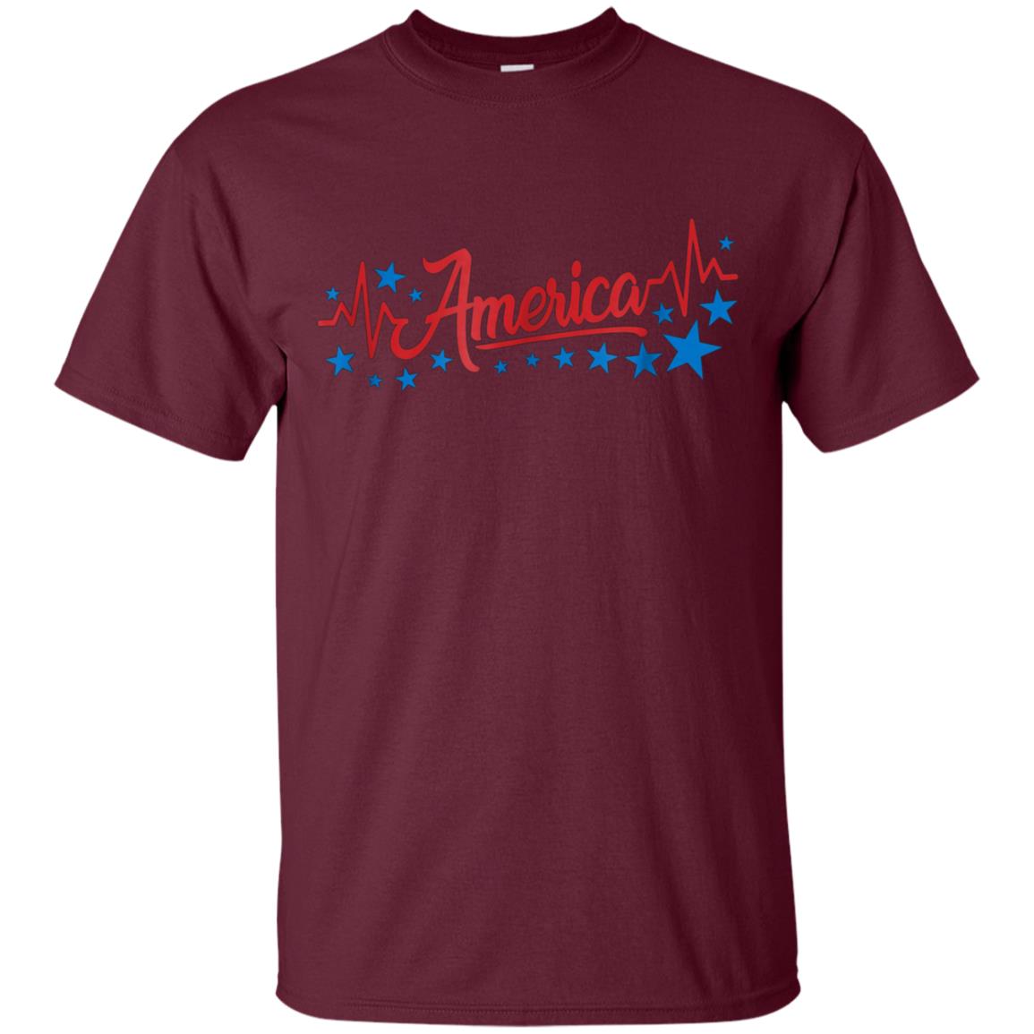 America Heartbeat Shirt Red Blue Fourth of July Outfit Stars