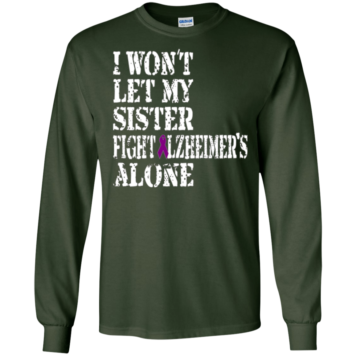 Alzheimer's Awareness T-Shirt For Sister Purple Ribbon Tee