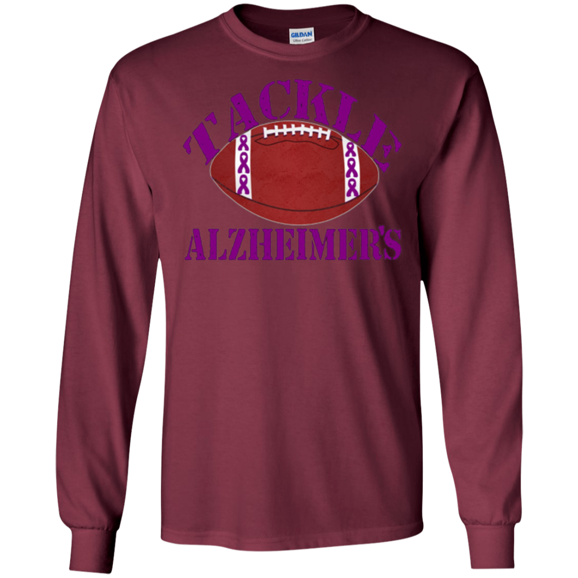 Alzheimer Awareness Purple Ribbon T Shirt For Football Fans