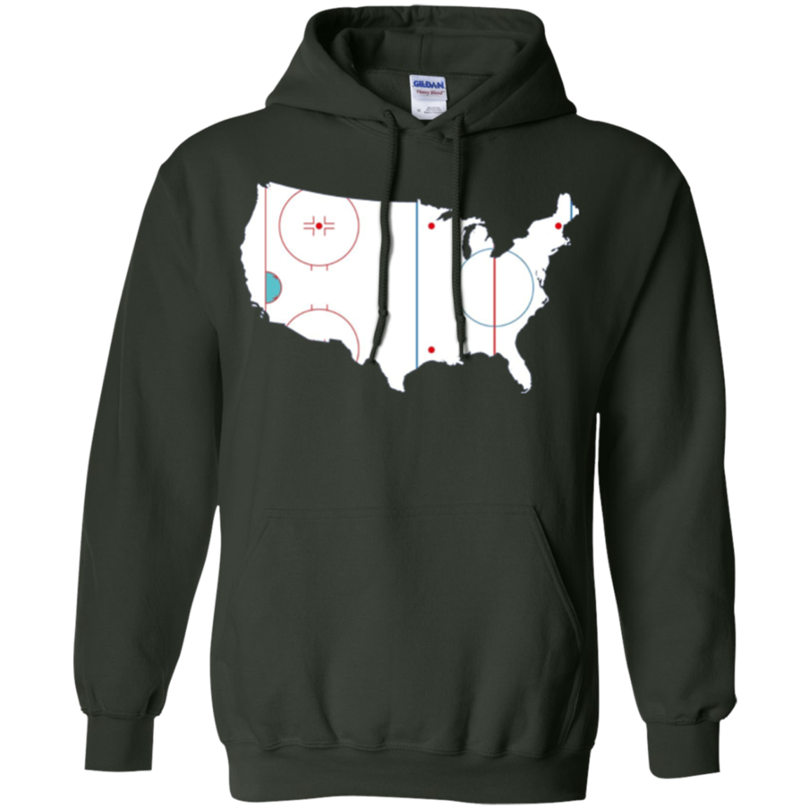 American Map Shirt Ice Hockey Rink Novelty Long Sleeve Tee