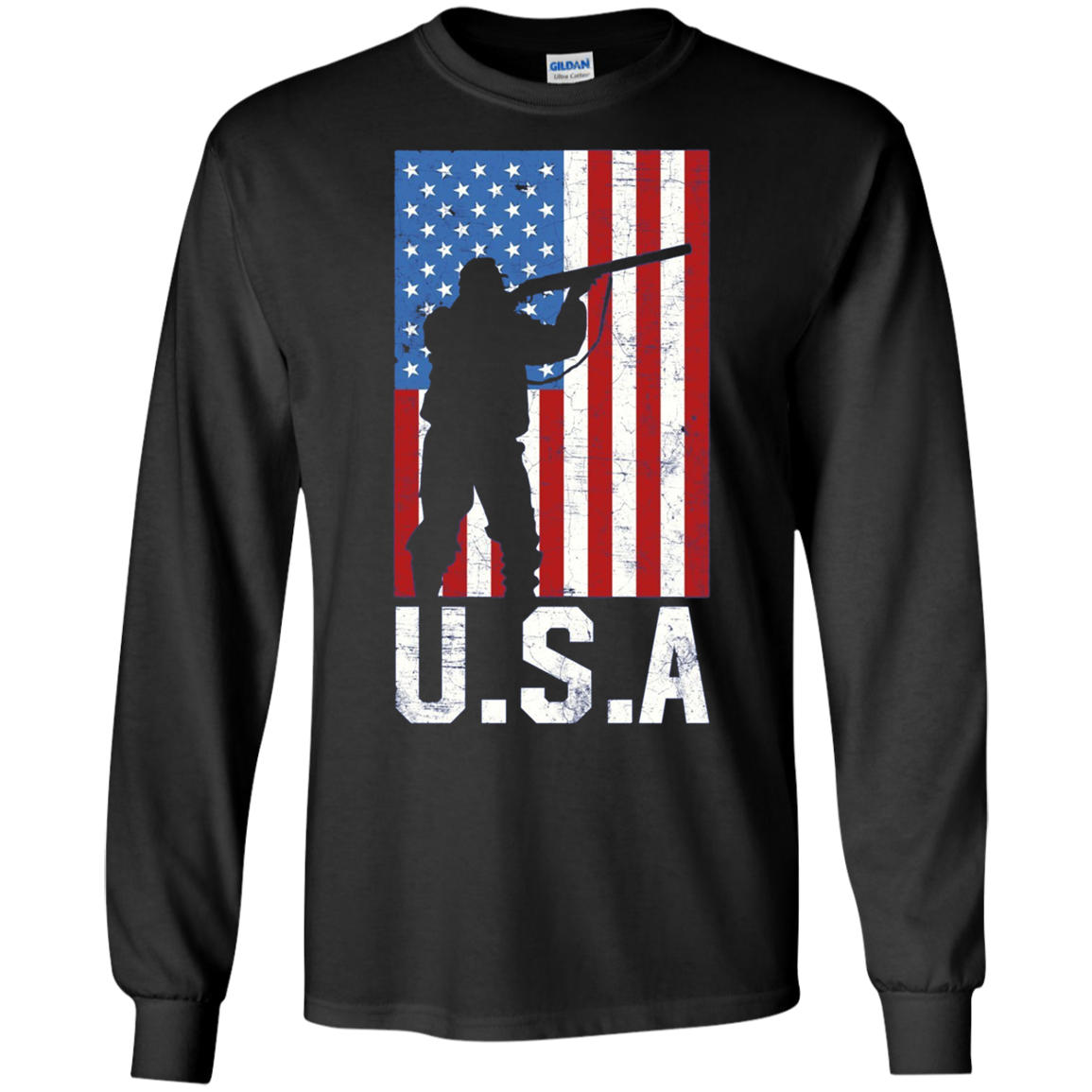 American Flag Long Sleeve Shirt Hunting 4th of July USA Gift
