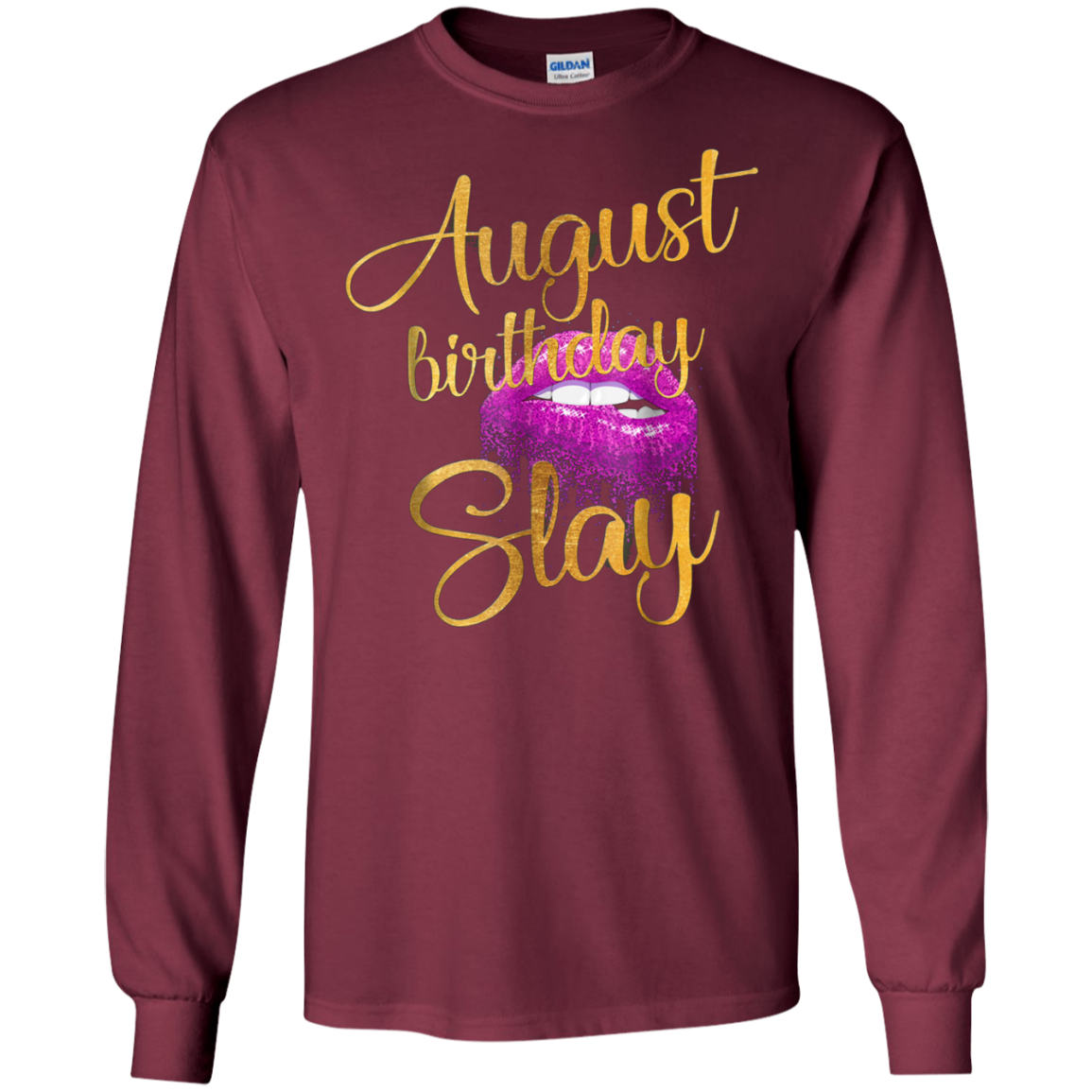 August Birthday Purple Lips Slay T-shirt Birthday Gift