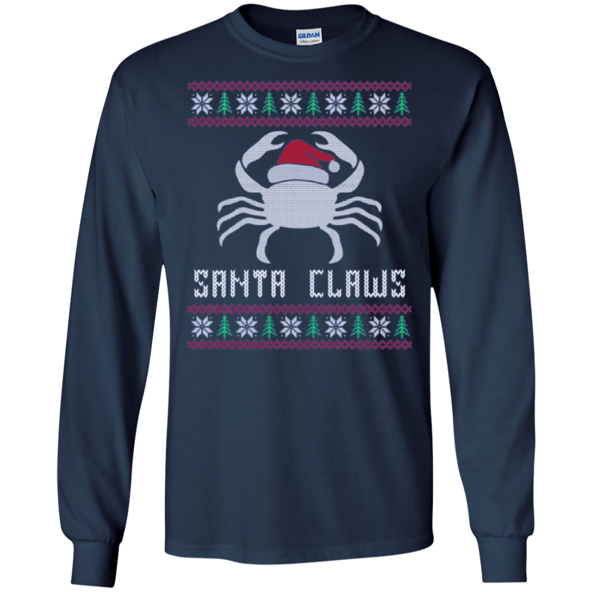 Santa Claws Festive Crab Ugly Christmas Gift Long Sleeve