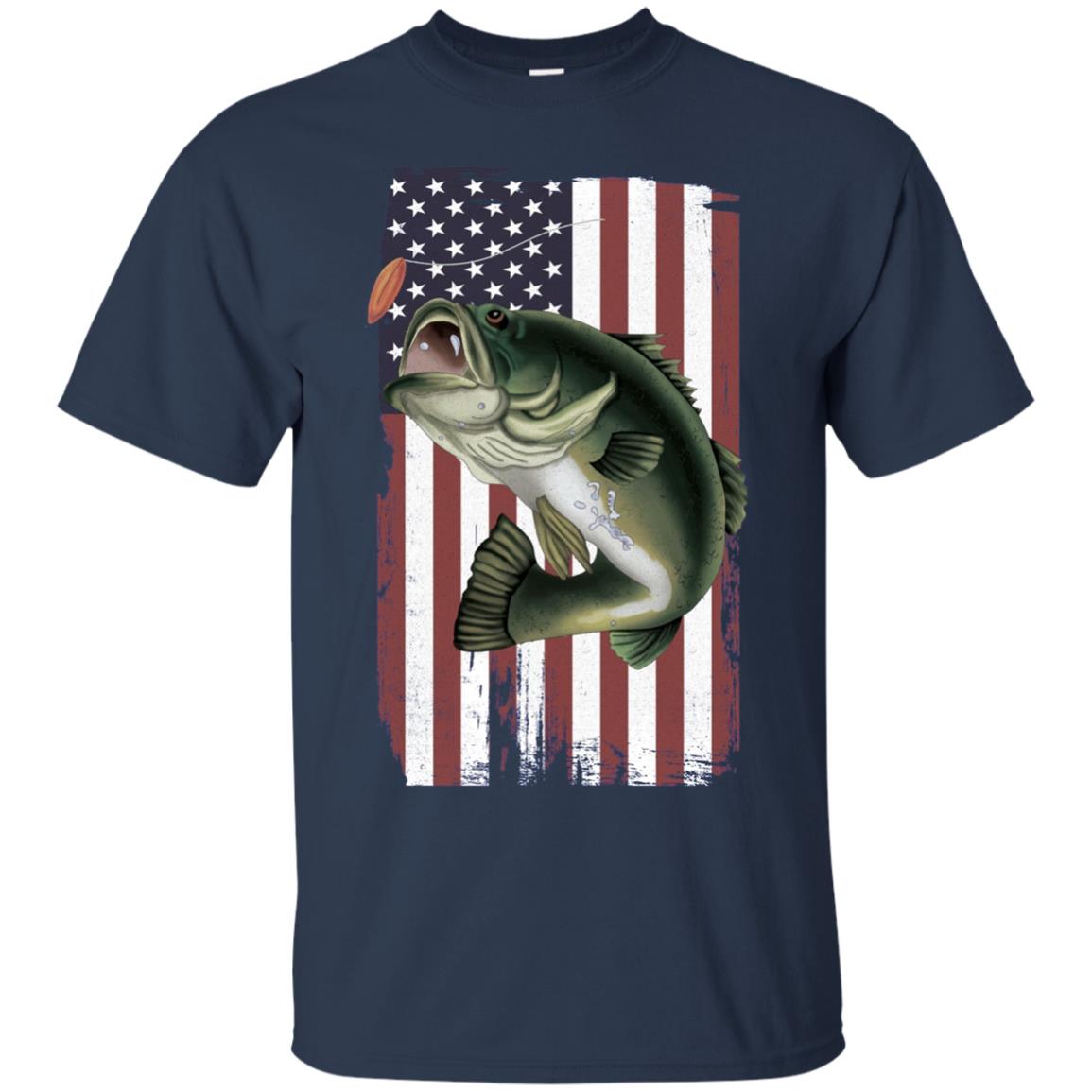 American Flag Patriotic Bass Fishing Shirt for Men Women