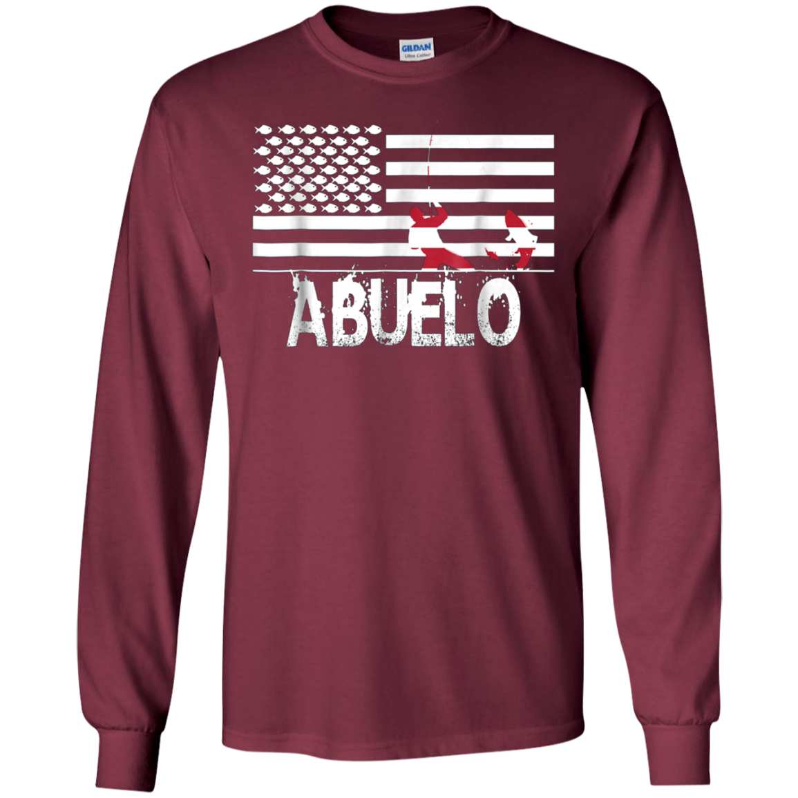 ABUELO Fishing Shirt with Patriotic Flag - Fishing Dad Gifts