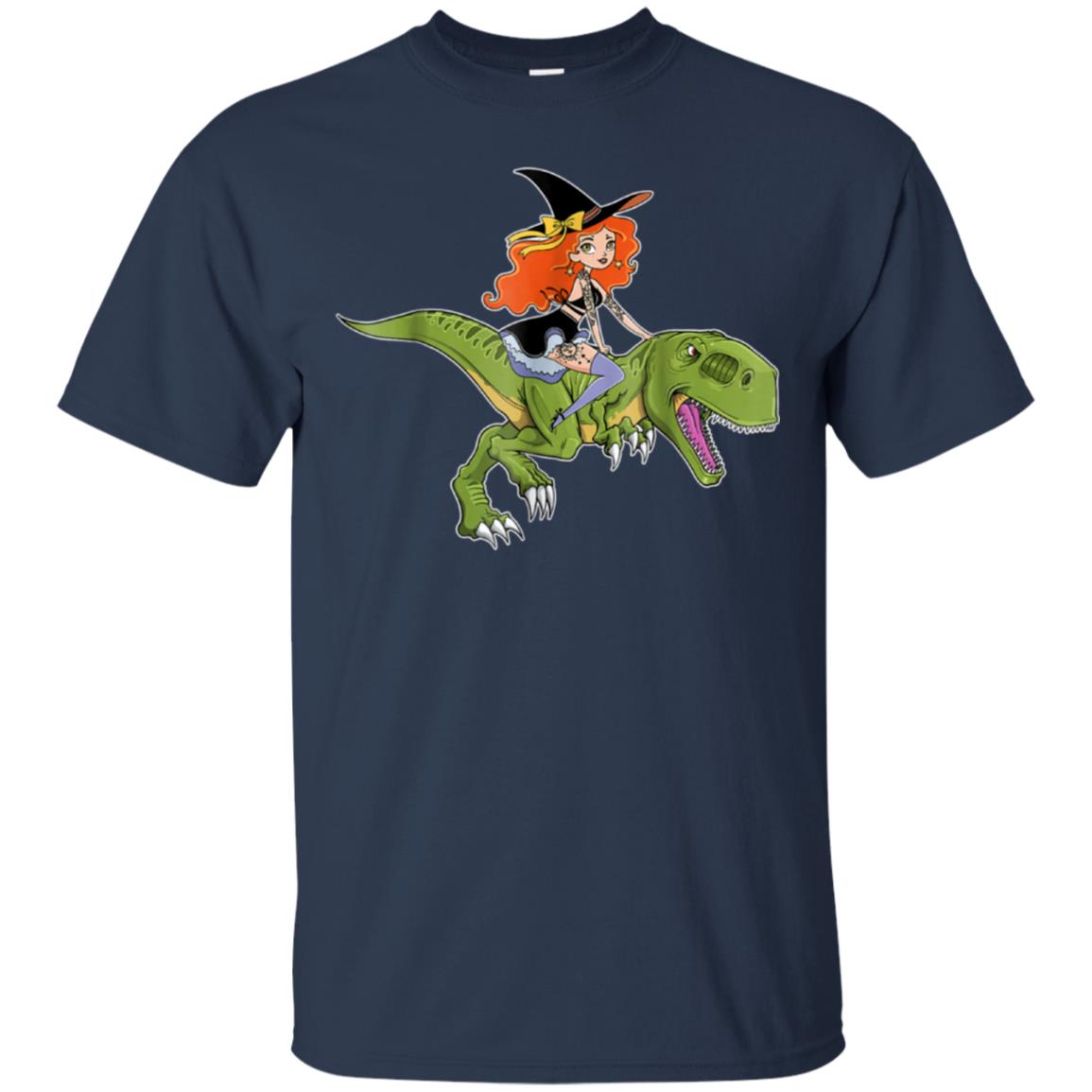Witch Riding Dinosaur Halloween Costume Funny Gift Shirt