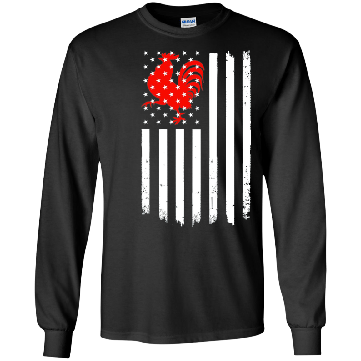 American US Flag Rooster Chicken T Shirt-Funny Patriotic Tee