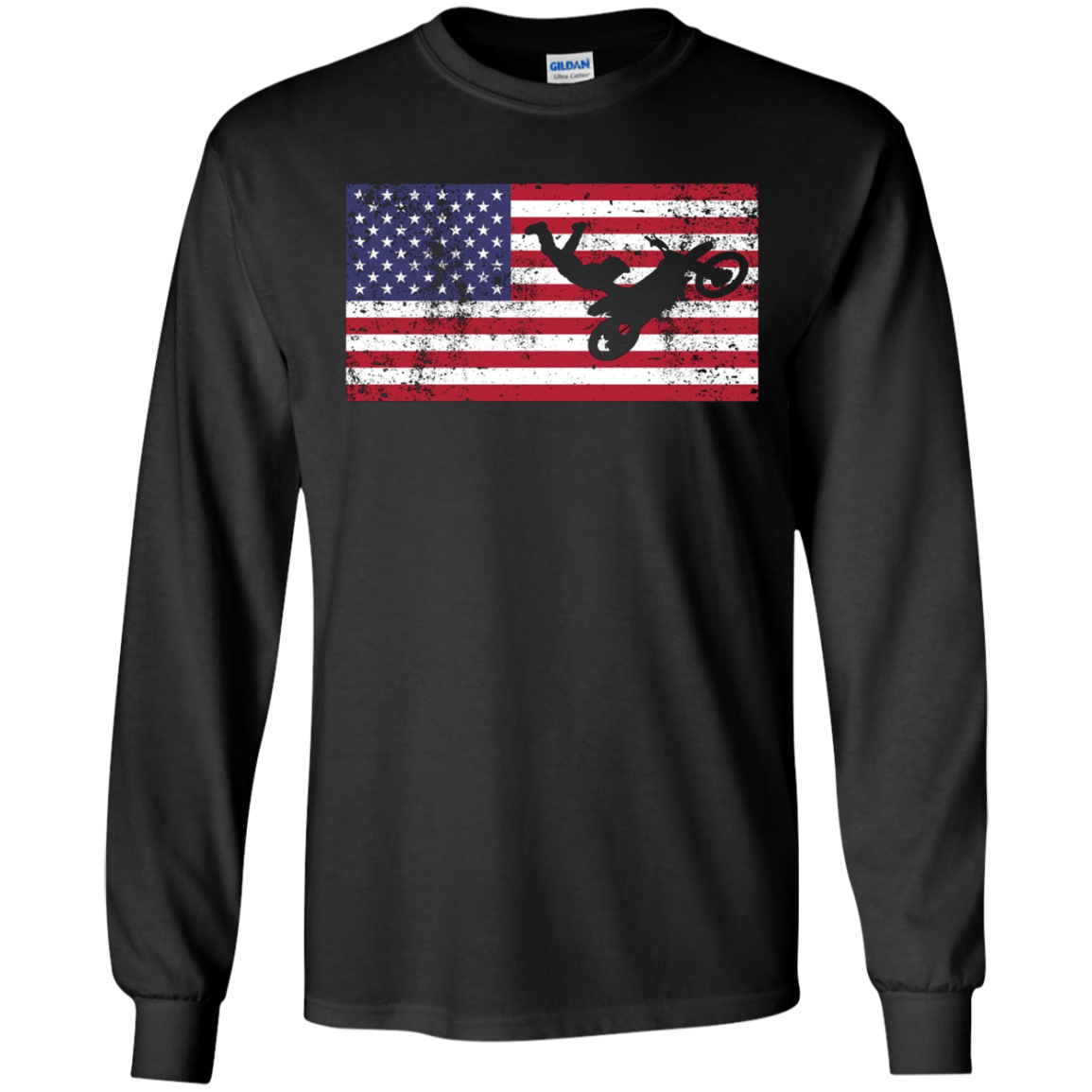 American Flag Motocross Motorcycle Patriotic T-Shirt Fun