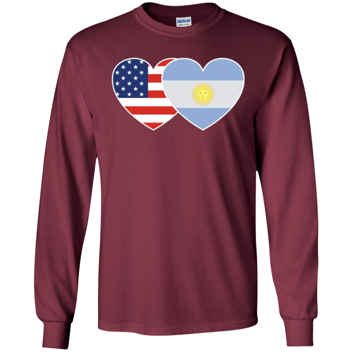 ARGENTINA USA Flag Twin Heart TShirt for Argentine Americans