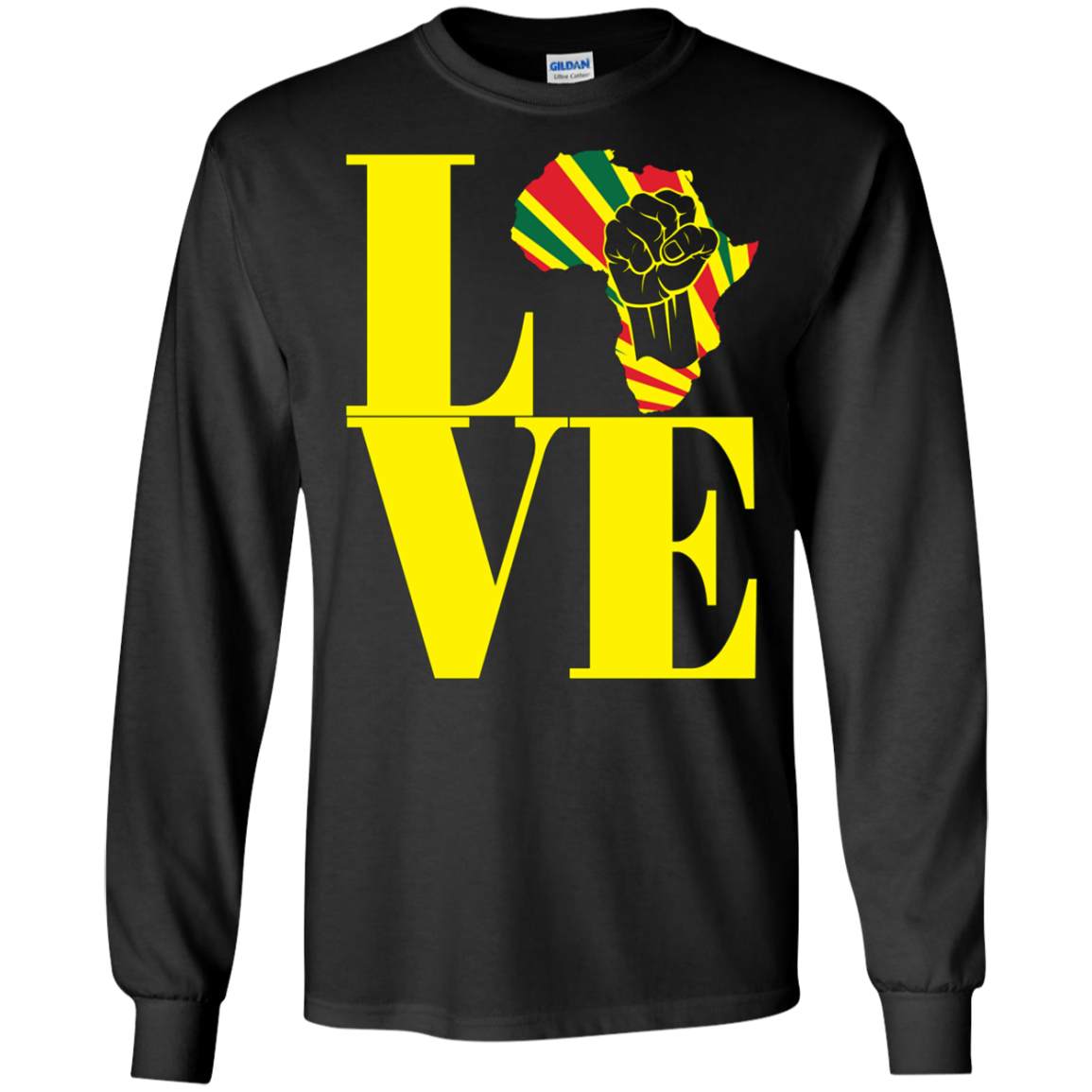 African black power map raised fist I love Africa t-shirt
