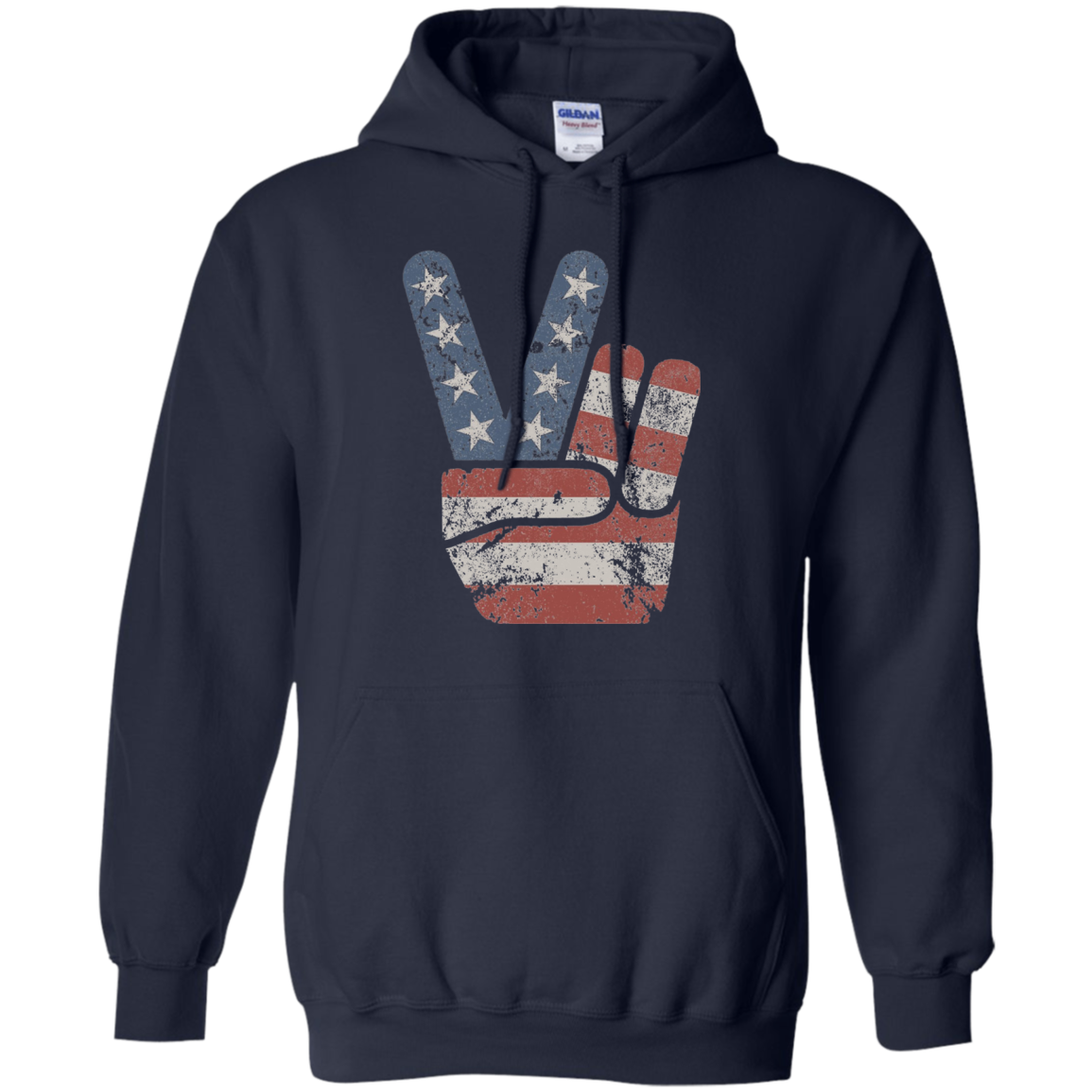 4th of July Vintage American Flag Big Peace Sign T-Shirt