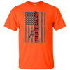 Image of American Flag T-Shirt Red Line Veteran w Dog Tag Long Sleeve