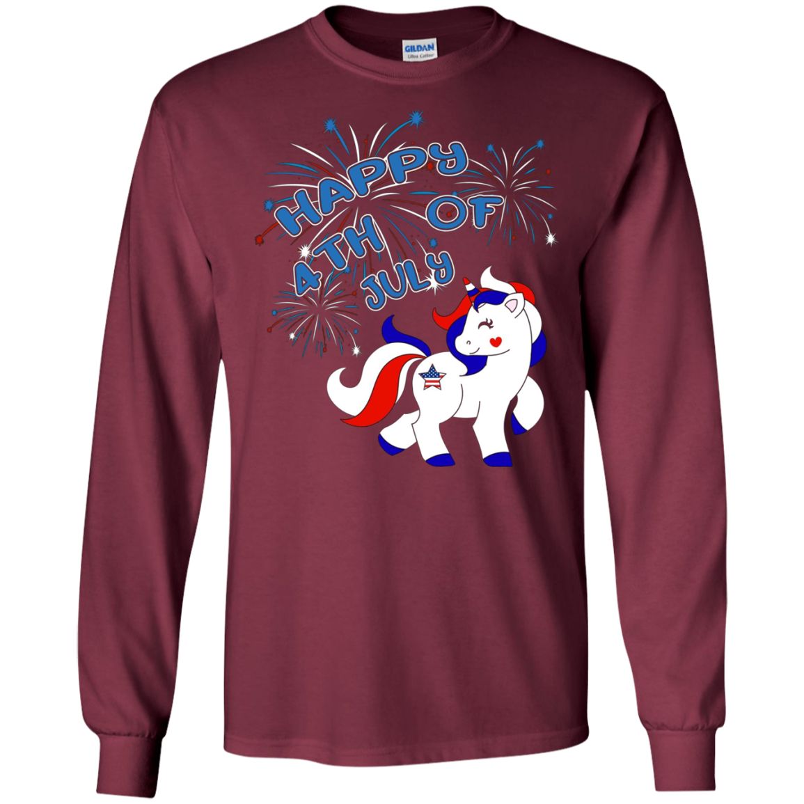 Americorn Patriotic Unicorn Happy Fourth Of July Long Sleeve